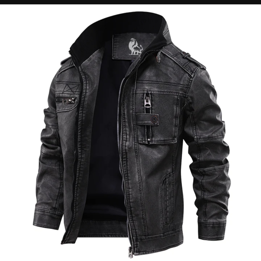 Men's NWT black leather jacket